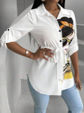 Women cartoon printed shirt (including belt)