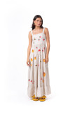 Women Embroidered Pleated Beach Holidays Strap Dress