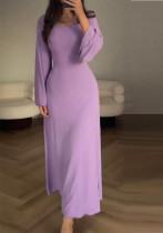 Women Fall and Winter Long Sleeve Slit Casual Dress Women Fall and Winter Long Sleeve Slit Casual Dress