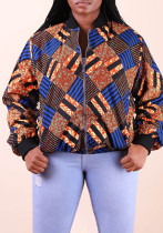 Plus Size Women Long Sleeve Print Jacket