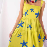Women Embroidered Pleated Beach Holidays Strap Dress