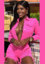Women African Stretchy Sexy Single-Breasted Denim Jumpsuit