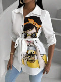 Women cartoon printed shirt (including belt)