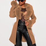 Fur Collar Slim Waist Faux Fur Coat