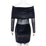 Autumn Women's Sexy See-Through Off Shoulder Mesh Dress