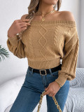 Autumn Winter Casual Solid Off Shoulder Long Sleeve Women Pullover Sweater