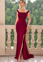 Sexy Sequin Solid Color Slit Strap Long Dress Sexy Sequin Solid Color Slit Strap Long Dress