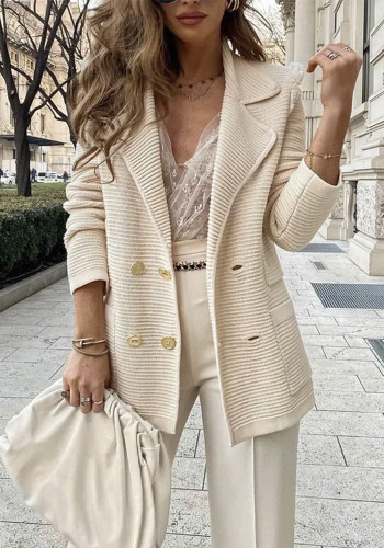 Women's Short Texture Casual Top Long Sleeve Jacket Autumn Winter Women