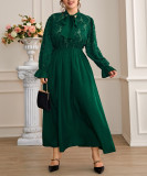 Autumn Winter Plus Size Women's Elegant Chic Elastic Waist Long Dress