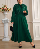 Autumn Winter Plus Size Women's Elegant Chic Elastic Waist Long Dress