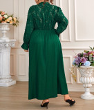 Autumn Winter Plus Size Women's Elegant Chic Elastic Waist Long Dress