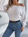 Autumn Winter Casual Solid Off Shoulder Long Sleeve Women Pullover Sweater