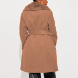 Fur Collar Slim Waist Faux Fur Coat