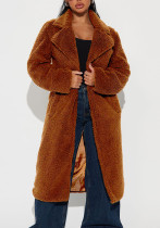 Autumn Winter Loose Faux Fur Long Trench Coat For Women Autumn Winter Loose Faux Fur Long Trench Coat For Women
