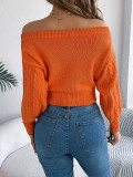 Autumn Winter Casual Solid Off Shoulder Long Sleeve Women Pullover Sweater
