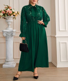 Autumn Winter Plus Size Women's Elegant Chic Elastic Waist Long Dress