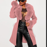 Fur Collar Slim Waist Faux Fur Coat