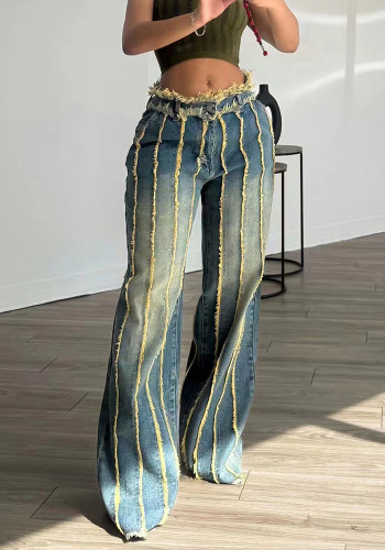 Women's Denim Patchwork Stretch Pants