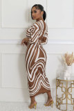 Women's Autumn Casual Printed V-Neck Long-Sleeved Sexy Dress