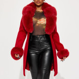 Fur Collar Slim Waist Faux Fur Coat