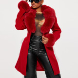 Fur Collar Slim Waist Faux Fur Coat