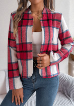 Autumn Winter Casual Plaid Long Sleeve Women Tweed Coat Autumn Winter Casual Plaid Long Sleeve Women Tweed Coat