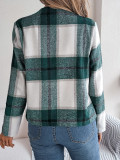 Autumn Winter Casual Plaid Long Sleeve Women Tweed Coat