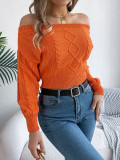Autumn Winter Casual Solid Off Shoulder Long Sleeve Women Pullover Sweater