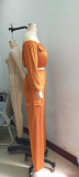 Women Solid Sexy Off Shoulder Long-sleeved Top and Wide-leg Pants Two-piece Set