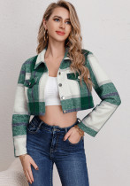Spring Summer Women's Casual Single-Breasted Turndown Collar Plaid Long Sleeve Jacket Spring Summer Women's Casual Single-Breasted Turndown Collar Plaid Long Sleeve Jacket