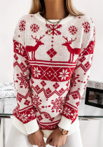Winter Women's Sweater Elk Snowflake Christmas Fashion Loose Dress