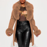 Fur Collar Slim Waist Faux Fur Coat