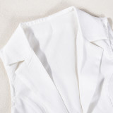 Summer Sexy Slim-Fitting Lace-Up Crop Turndown Collar Two Piece Pants Set For Women