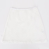 Autumn Sexy Slim Hollow Crop Mesh Two Piece Skirt Set