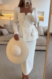 Autumn Winter Long Sleeves Career Pocket Casual Loose Party Two-Piece Suit