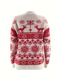 Winter Women's Sweater Elk Snowflake Christmas Fashion Loose Dress