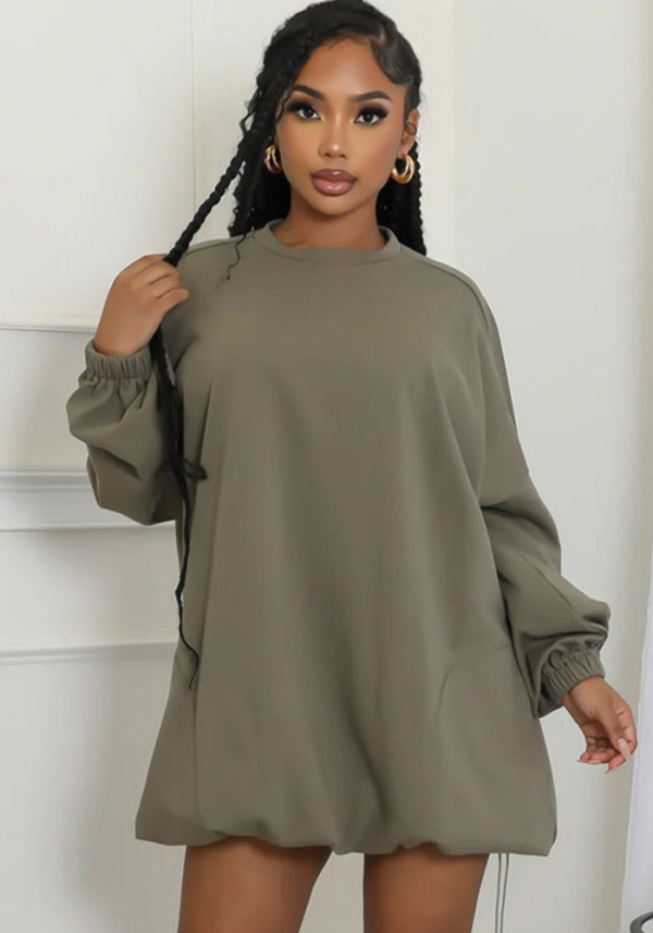 Spring Autumn Women's Fashion Casual Solid Color Loose Long Sleeve Hoodies