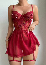 Sexy Lingerie Lace See-Through Temptation Nightdress Thong Two-Piece Set Sexy Lingerie Lace See-Through Temptation Nightdress Thong Two-Piece Set