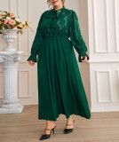 Autumn Winter Plus Size Women's Elegant Chic Elastic Waist Long Dress