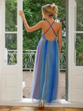 Women's Sexy Deep V Rainbow Strap Maternity Dress