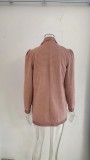 Women's Short Texture Casual Top Long Sleeve Jacket Autumn Winter Women