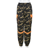 Spring Women's Street Fashion Contrast Color Pocket Camouflage Pants For Women