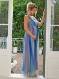 Women's Sexy Deep V Rainbow Strap Maternity Dress