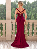 Sexy Sequin Solid Color Slit Strap Long Dress