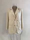 Women's Short Texture Casual Top Long Sleeve Jacket Autumn Winter Women