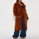 Autumn Winter Loose Faux Fur Long Trench Coat For Women
