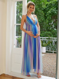 Women's Sexy Deep V Rainbow Strap Maternity Dress