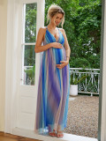 Women's Sexy Deep V Rainbow Strap Maternity Dress