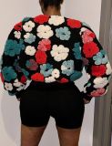 Women's Fashion Casual Jacquard Fleece Coat
