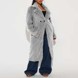 Autumn Winter Loose Faux Fur Long Trench Coat For Women